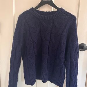 Aerie Navy Blue Cable Knit Sweater